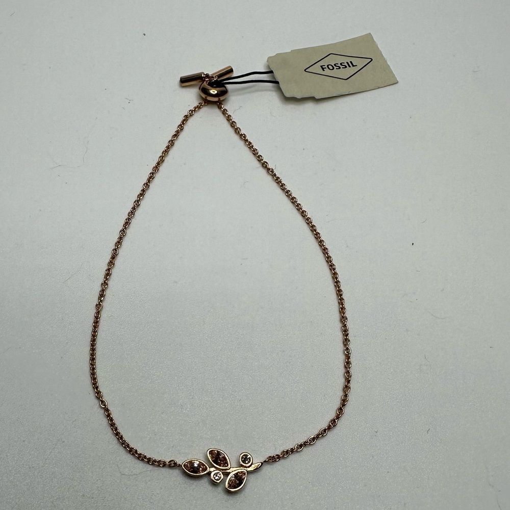 NWT!! Fossil Women's Rose Gold-Tone Chain Bracelet